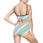 Pastel Stripe One-Piece Swimsuit — Women's Colorblock Beach Swimwear Printify