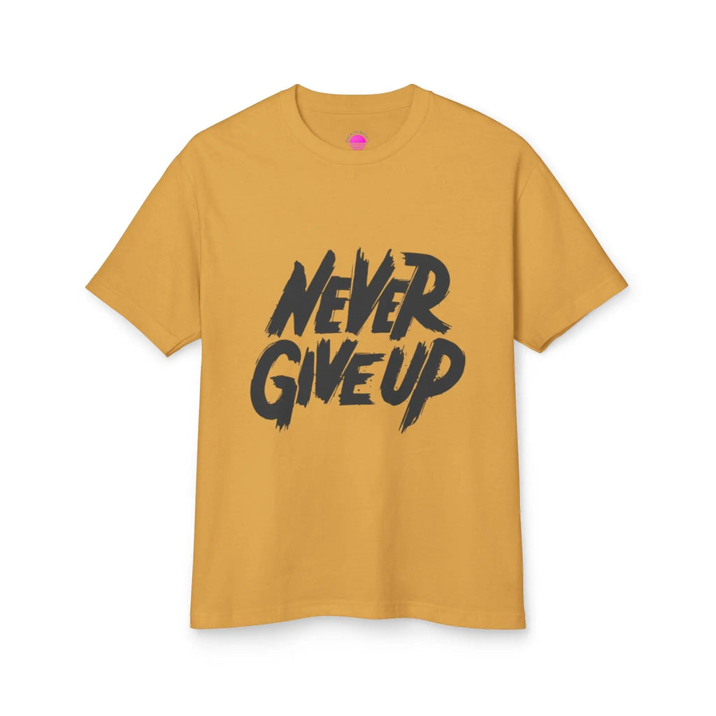 Motivational Unisex Heavyweight Tee - 'Never Give Up' Printify