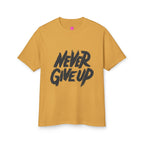 Motivational Unisex Heavyweight Tee - 'Never Give Up' Printify