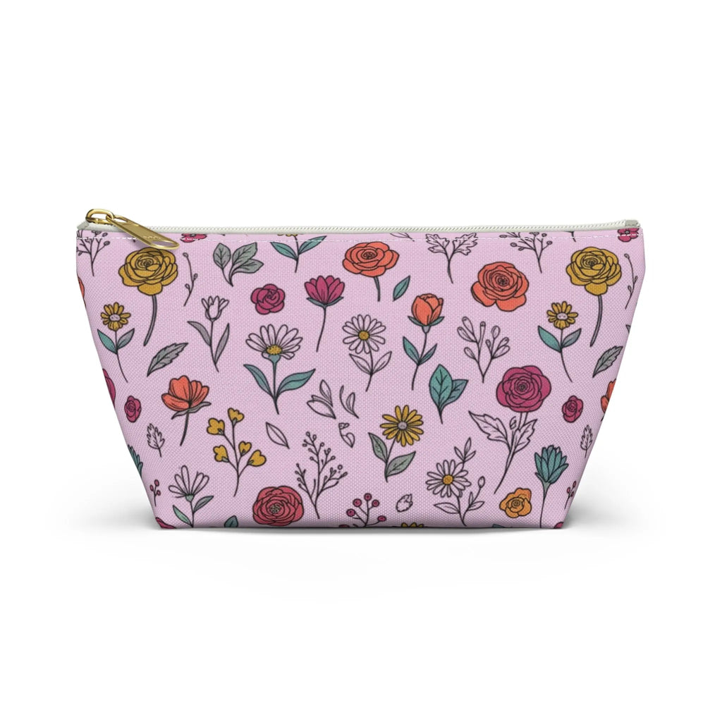 Floral Doodle Accessory Pouch — T‑Bottom Makeup & Travel Organizer Printify