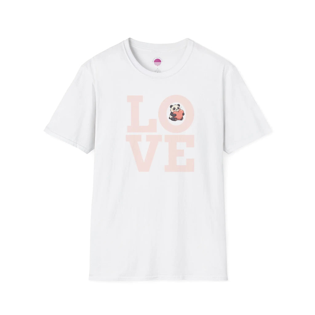 Love Panda T-Shirt — Cute Panda Holding Heart Graphic Tee Printify