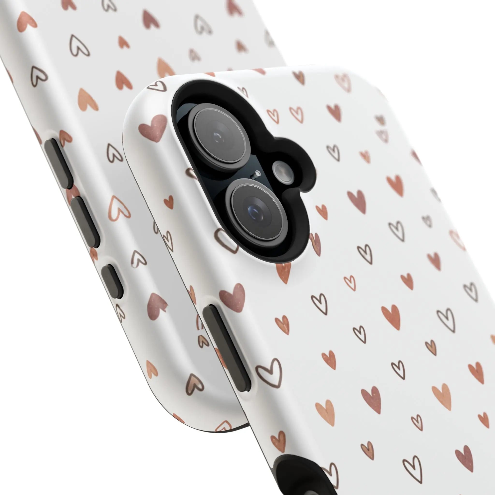 Heart Doodle Shockproof Phone Case — Cute Neutral Tiny Hearts Design Printify
