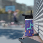 Dog Bone and Paw Print Stainless Steel Water Bottle — Cute Insulated Bottle for Pet Lovers Printify