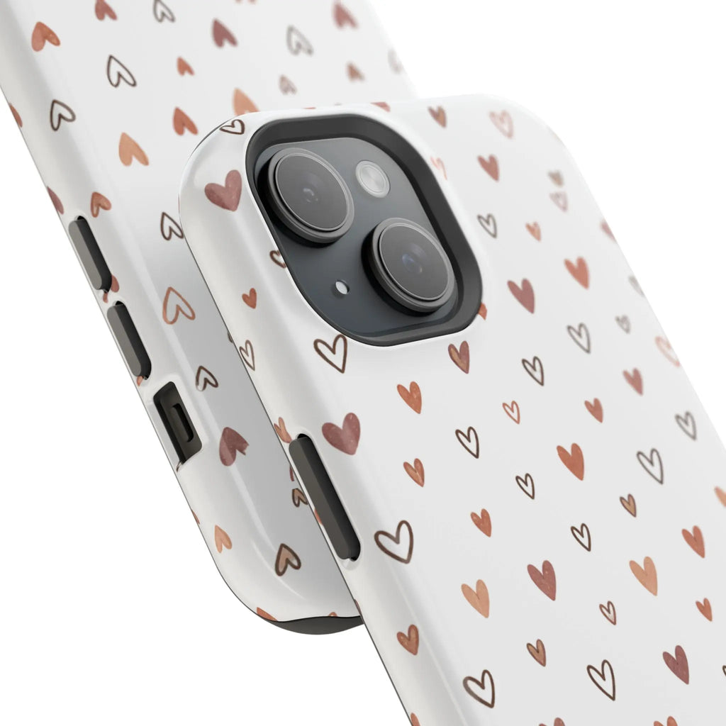 Heart Doodle Shockproof Phone Case — Cute Neutral Tiny Hearts Design Printify