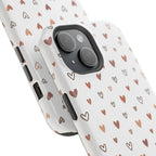 Heart Doodle Shockproof Phone Case — Cute Neutral Tiny Hearts Design Printify