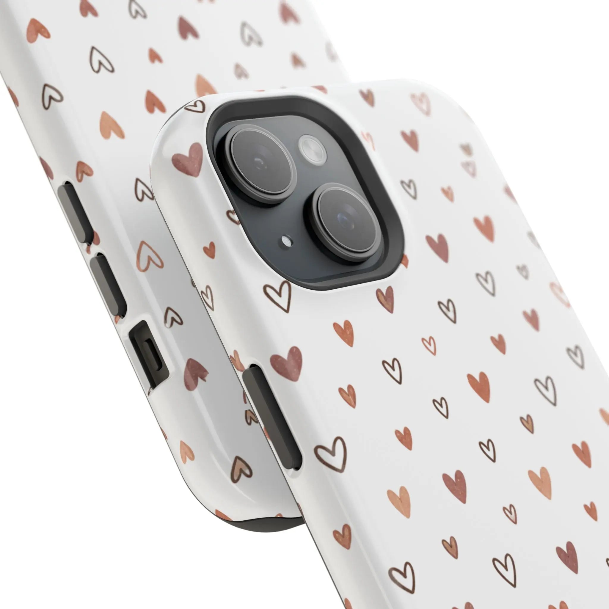 Heart Doodle Shockproof Phone Case — Cute Neutral Tiny Hearts Design Printify