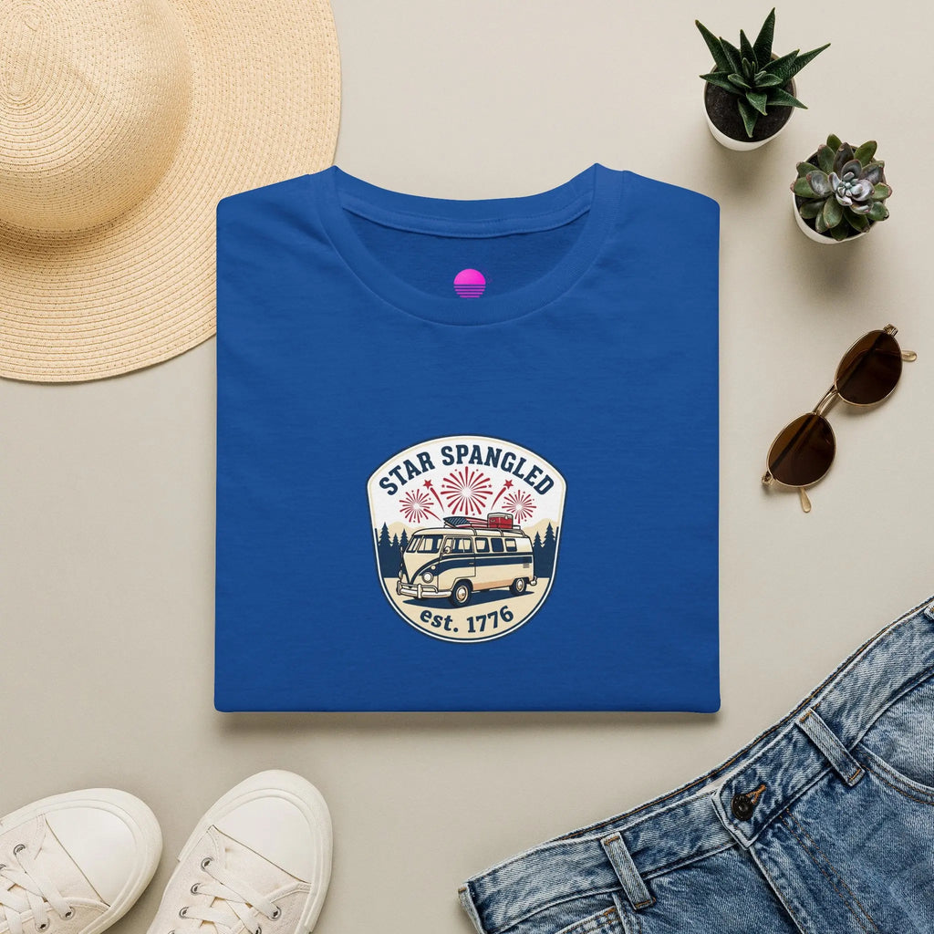 Star Spangled est. 1776 Vintage Van T-Shirt — Patriotic American Flag Tee Printify