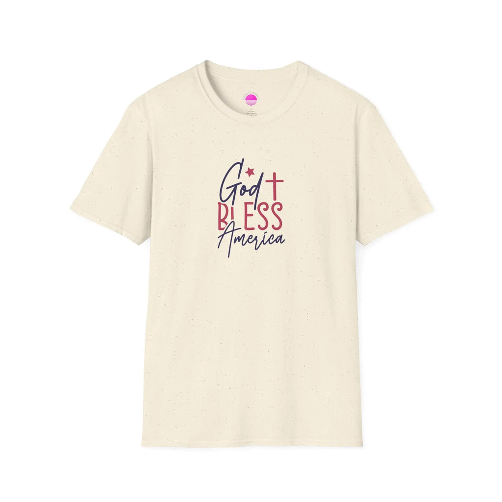 God Bless America Patriotic Christian T-Shirt with Cross Printify
