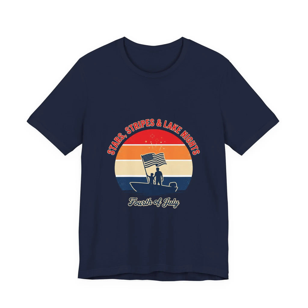 Stars Stripes & Lake Vibes Tee | USA, red white blue Printify