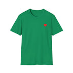 Minimal Red Heart Tee — Small Heart Chest Graphic T-Shirt