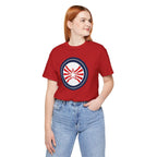 Patriotic Starburst Tee — Red, White & Blue Round Emblem T-Shirt Printify