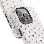 Heart Doodle Shockproof Phone Case — Cute Neutral Tiny Hearts Design Printify