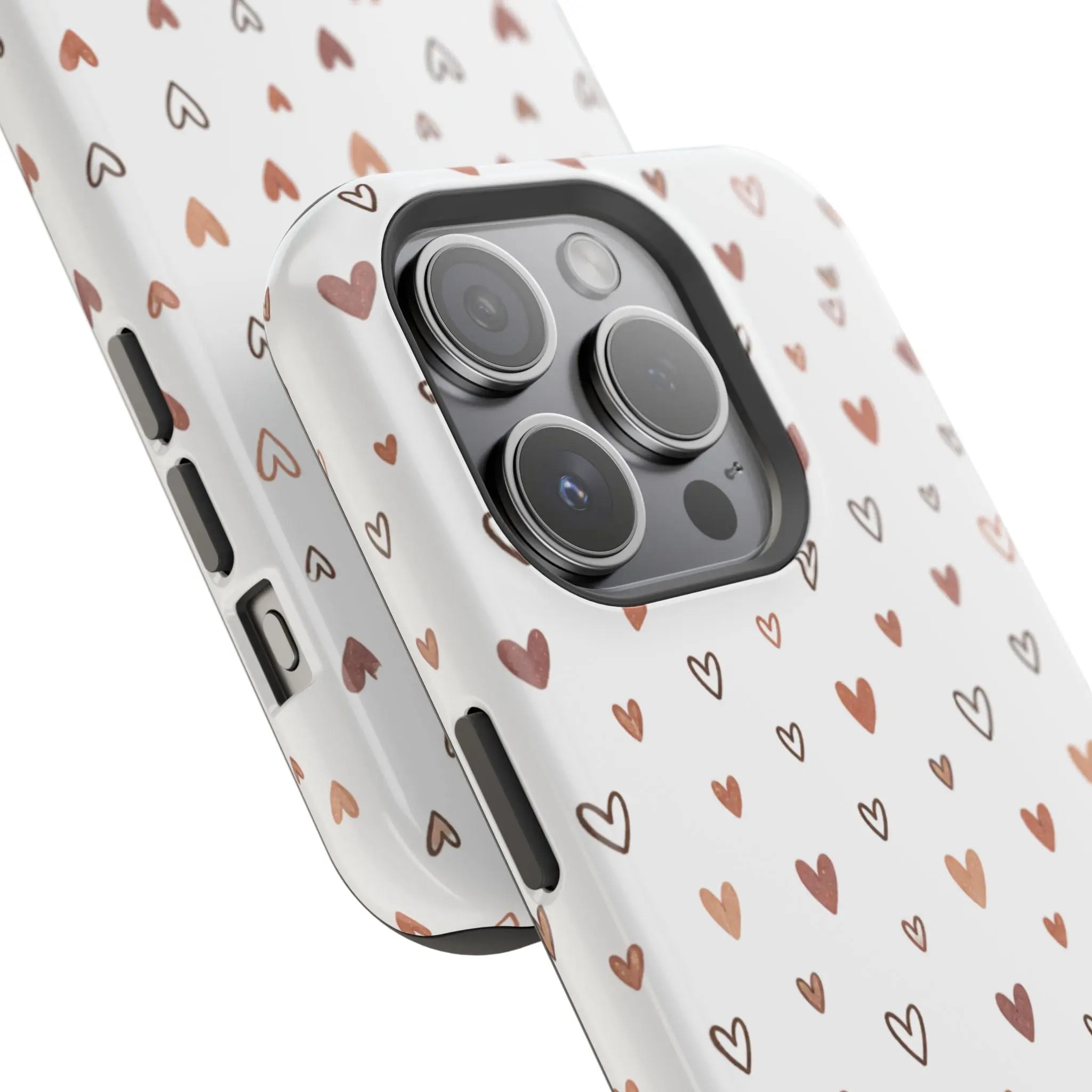 Heart Doodle Shockproof Phone Case — Cute Neutral Tiny Hearts Design Printify