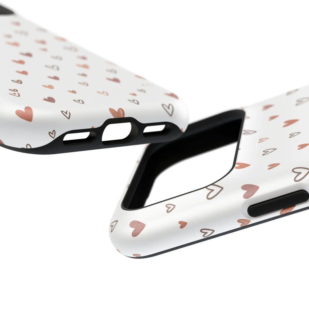 Heart Doodle Shockproof Phone Case — Cute Neutral Tiny Hearts Design Printify