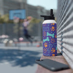 Dog Bone and Paw Print Stainless Steel Water Bottle — Cute Insulated Bottle for Pet Lovers Printify