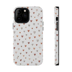 Heart Doodle Shockproof Phone Case — Cute Neutral Tiny Hearts Design Printify