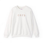 Cozy Crewneck Sweatshirt — Minimal 'COZY.' Soft White Pullover