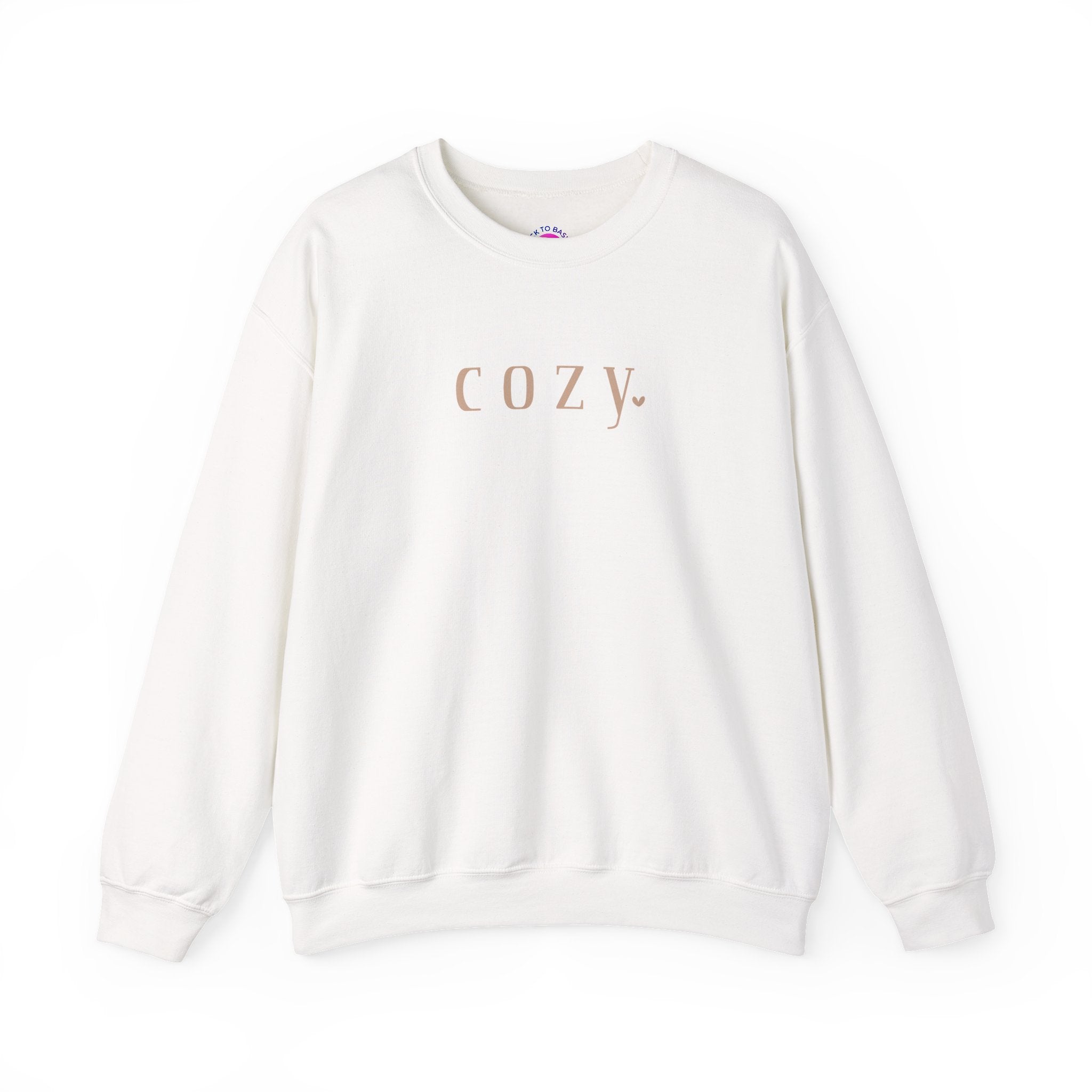 Cozy Crewneck Sweatshirt — Minimal 'COZY.' Soft White Pullover