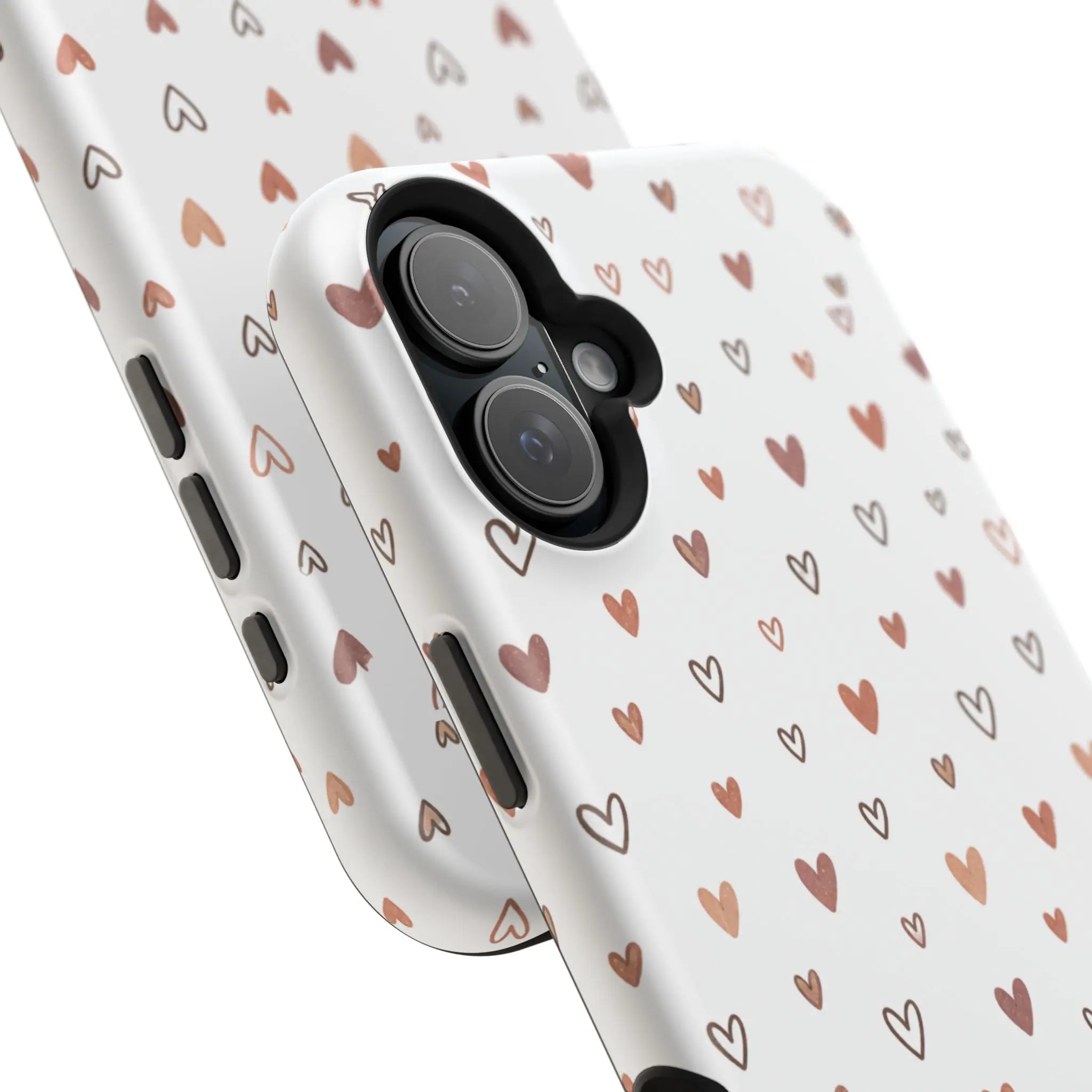 Heart Doodle Shockproof Phone Case — Cute Neutral Tiny Hearts Design Printify