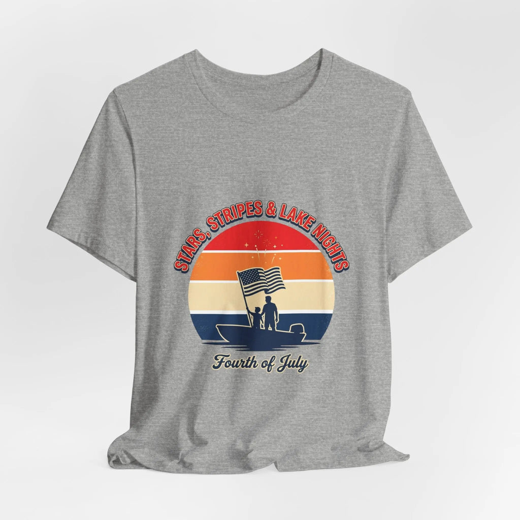 Stars Stripes & Lake Vibes Tee | USA, red white blue Printify