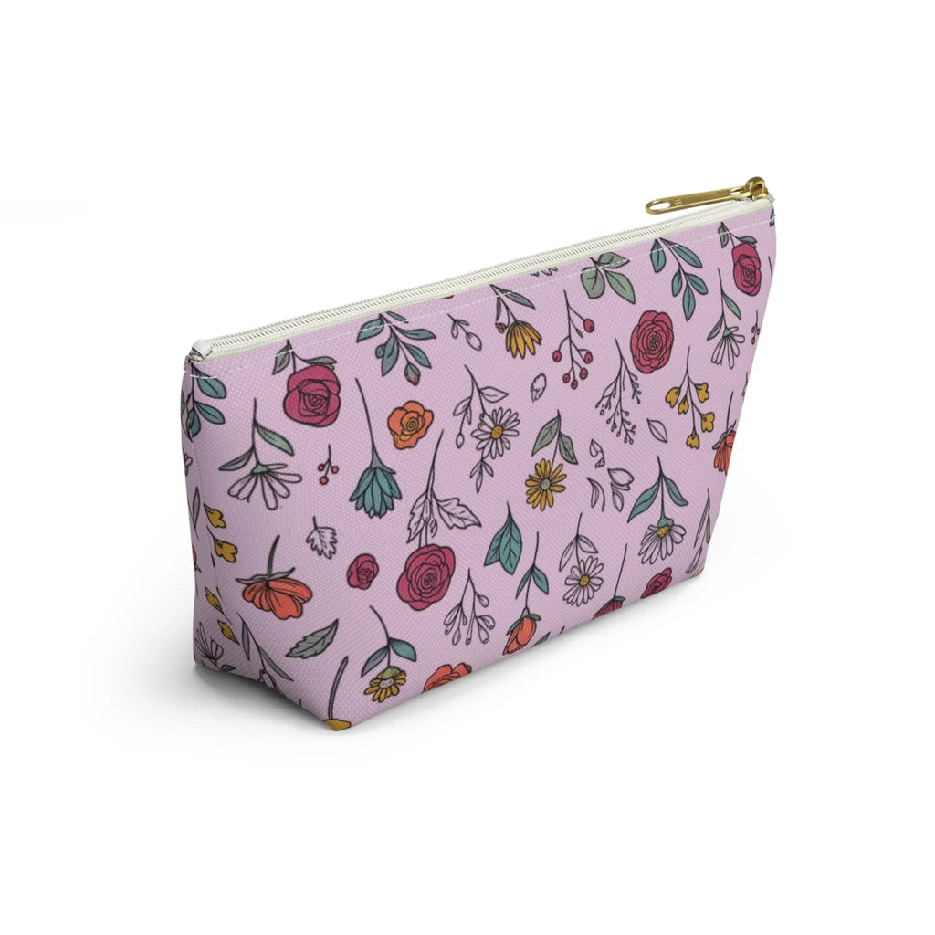 Floral Doodle Accessory Pouch — T-Bottom Makeup & Travel Organizer Printify