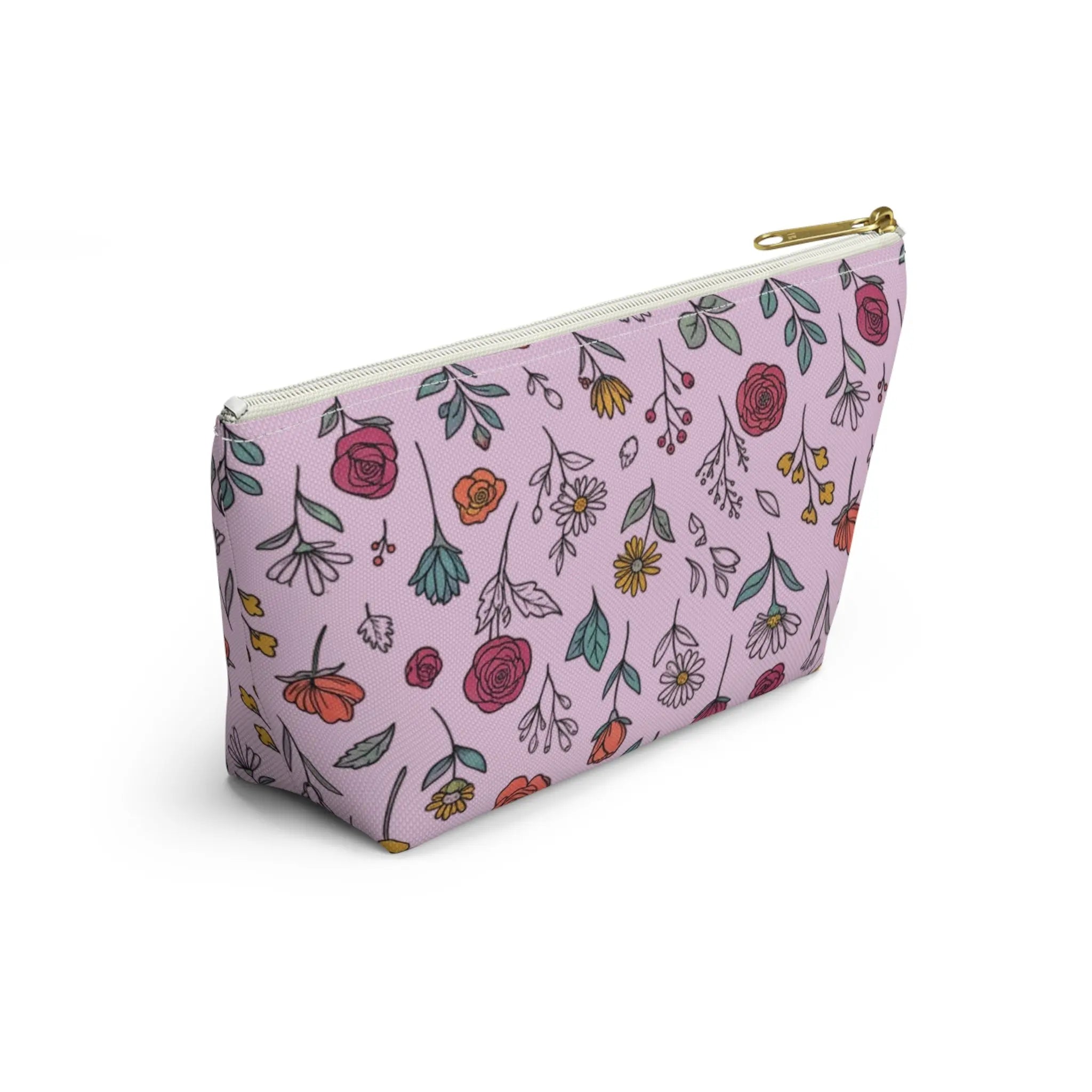 Floral Doodle Accessory Pouch — T-Bottom Makeup & Travel Organizer Printify
