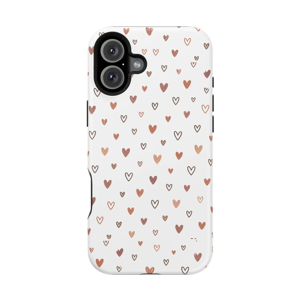 Heart Doodle Shockproof Phone Case — Cute Neutral Tiny Hearts Design Printify