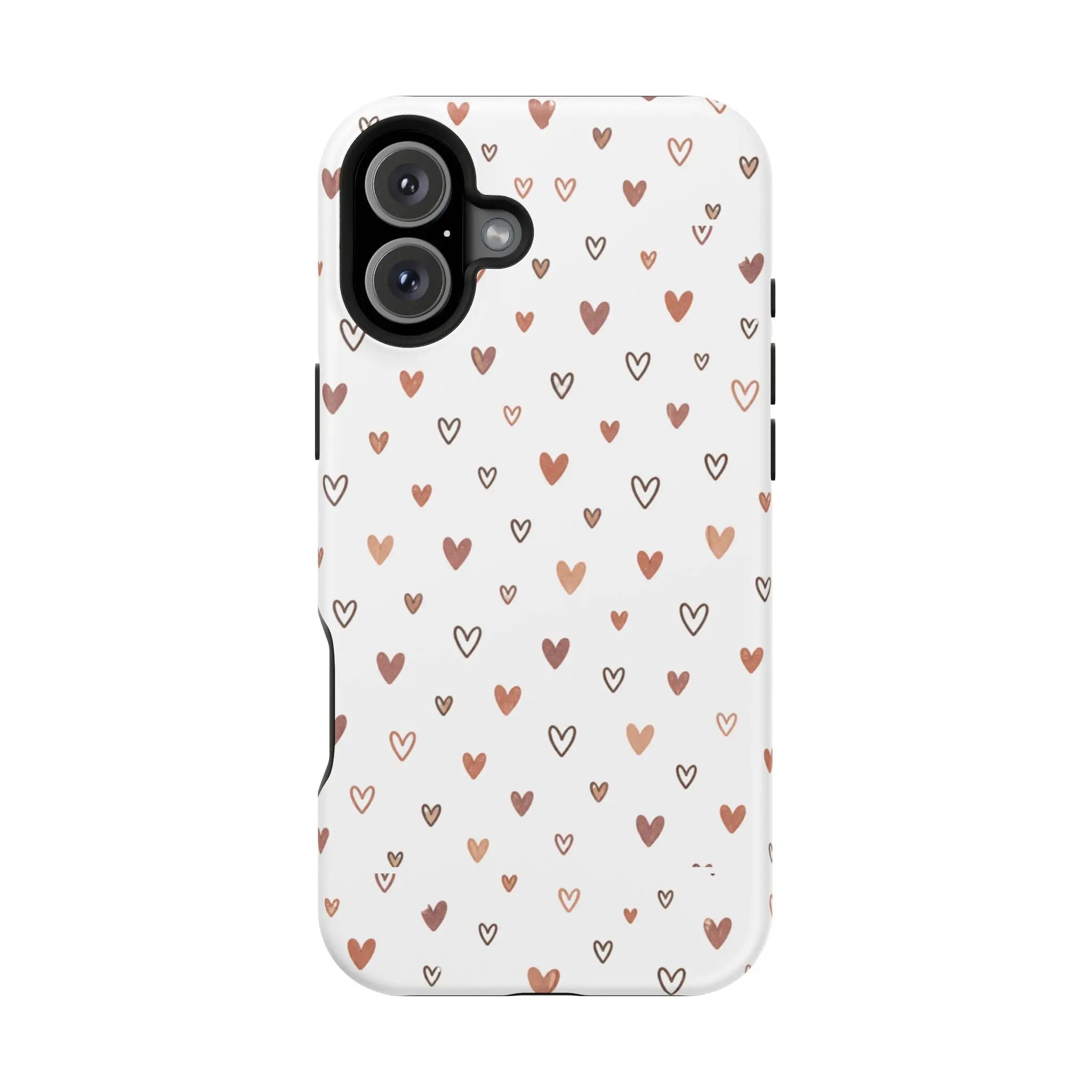 Heart Doodle Shockproof Phone Case — Cute Neutral Tiny Hearts Design Printify
