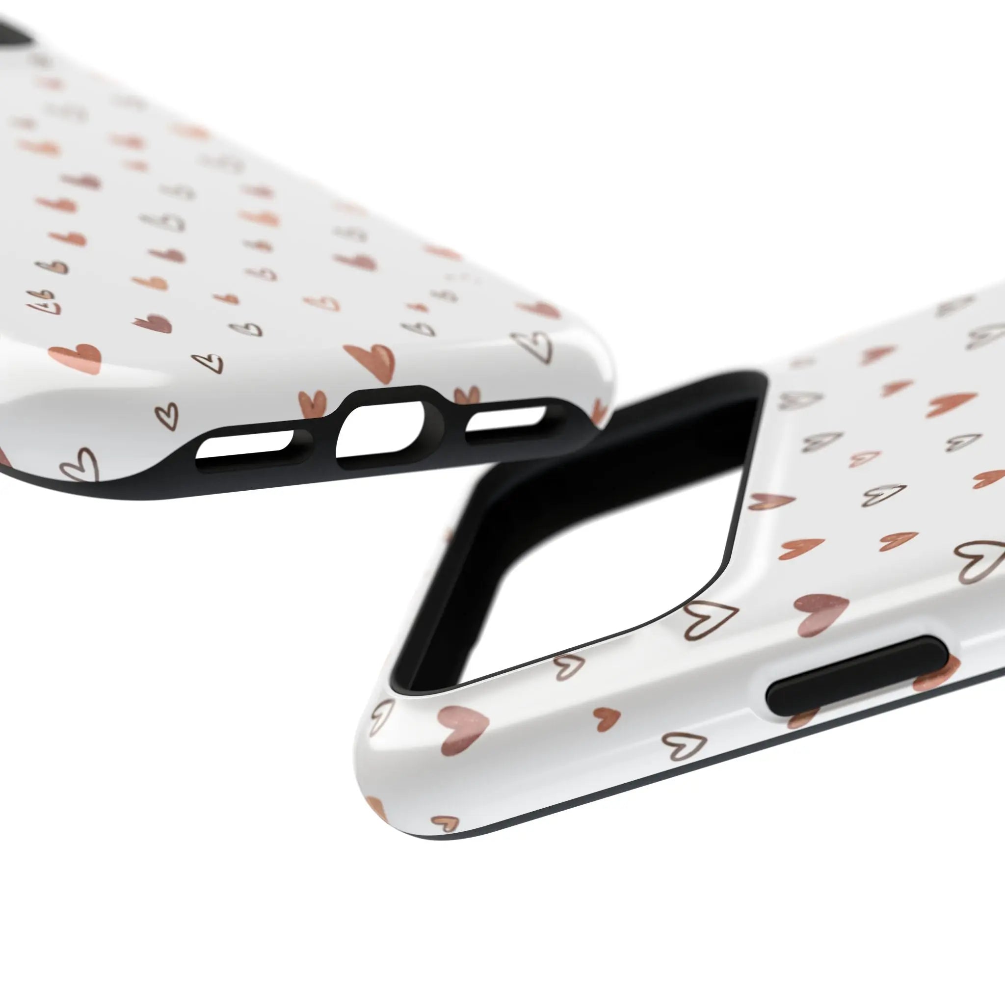 Heart Doodle Shockproof Phone Case — Cute Neutral Tiny Hearts Design Printify