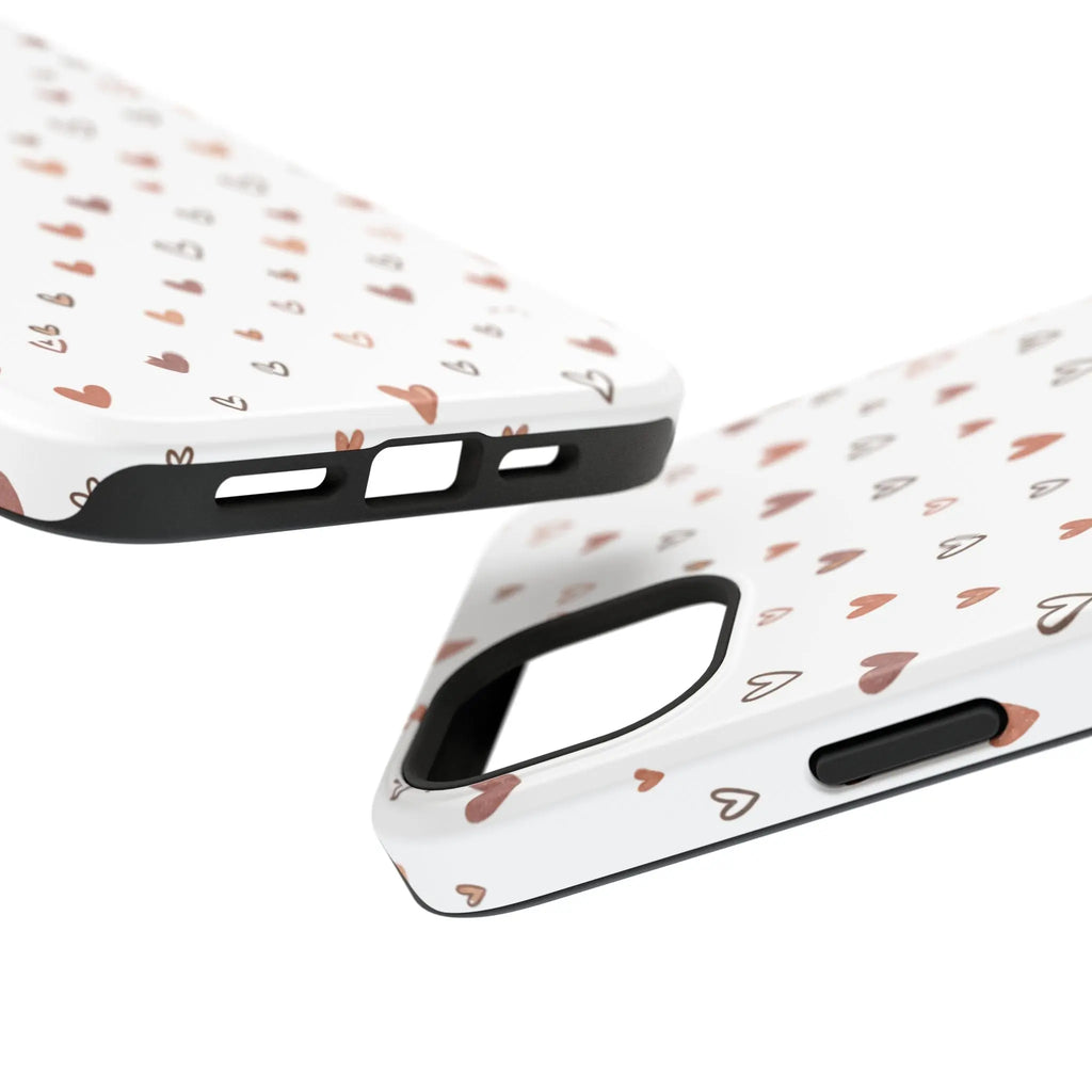 Heart Doodle Shockproof Phone Case — Cute Neutral Tiny Hearts Design Printify
