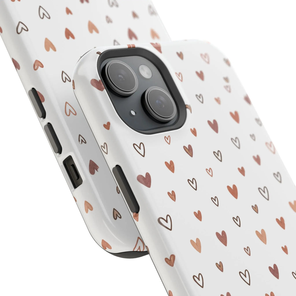 Heart Doodle Shockproof Phone Case — Cute Neutral Tiny Hearts Design Printify