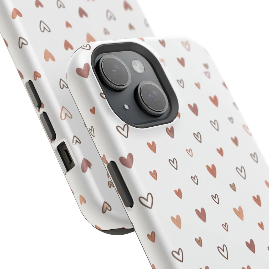 Heart Doodle Shockproof Phone Case — Cute Neutral Tiny Hearts Design Printify
