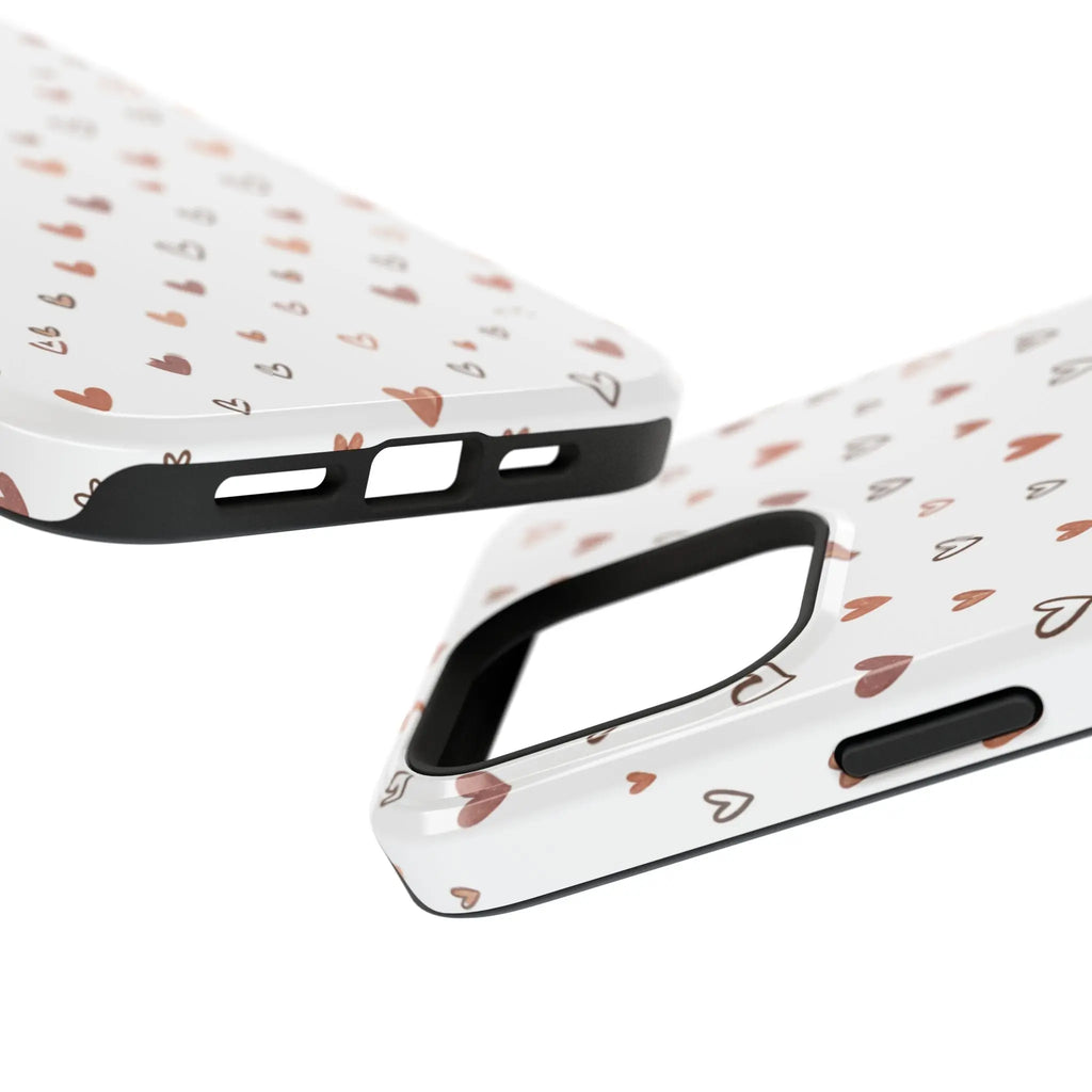 Heart Doodle Shockproof Phone Case — Cute Neutral Tiny Hearts Design Printify