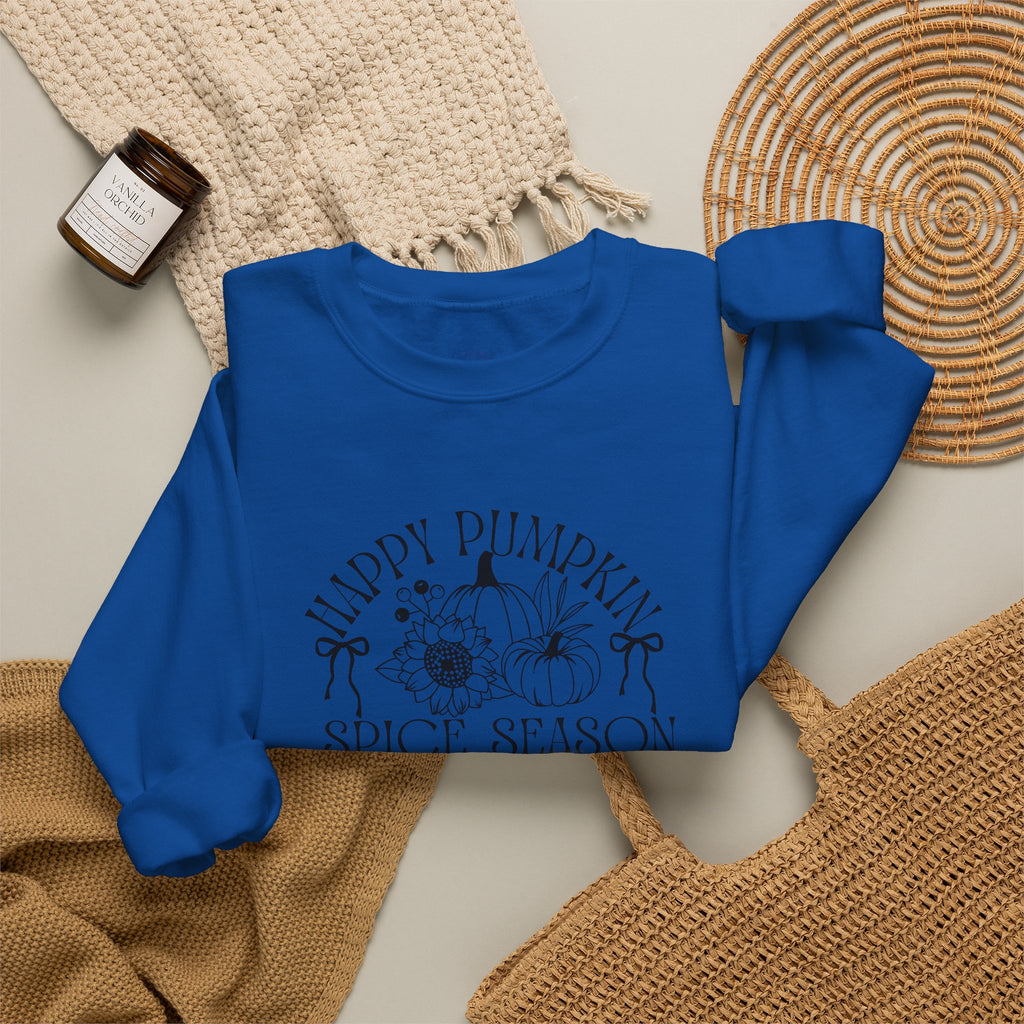 Fall Vibes Crewneck Sweatshirt — 'Happy Pumpkin' Spice Season Bonfires, Sweaters & Hayrides