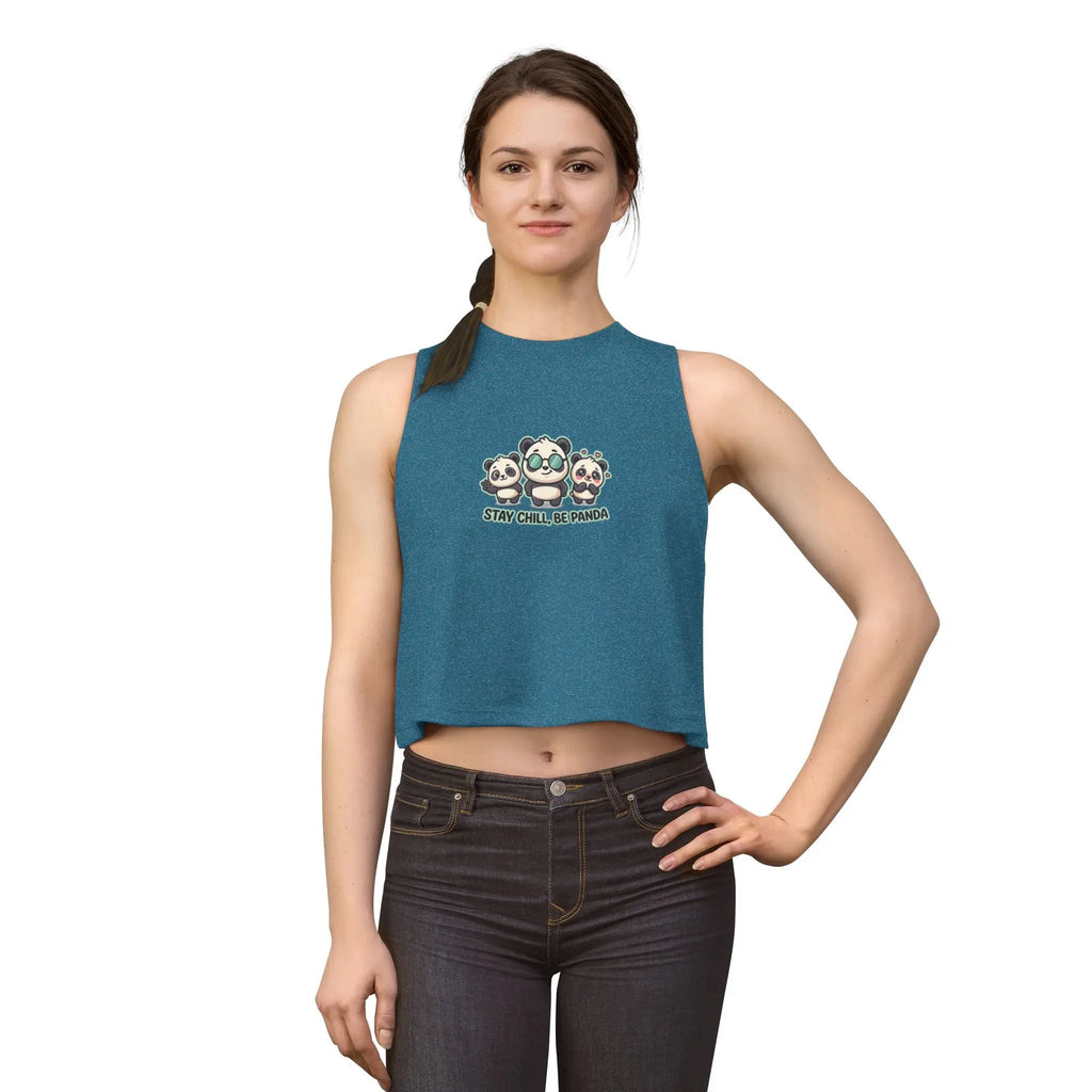 Stay Chill Be Panda Crop Top — Women's Cute Panda Graphic Printify