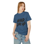 Motivational Unisex Heavyweight Tee - 'Never Give Up' Printify