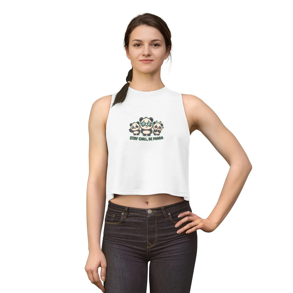 Stay Chill Be Panda Crop Top — Women's Cute Panda Graphic Printify