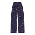 navy heart print kids lounge pants featuring a scattered heart motif on a cozy fabric surface.