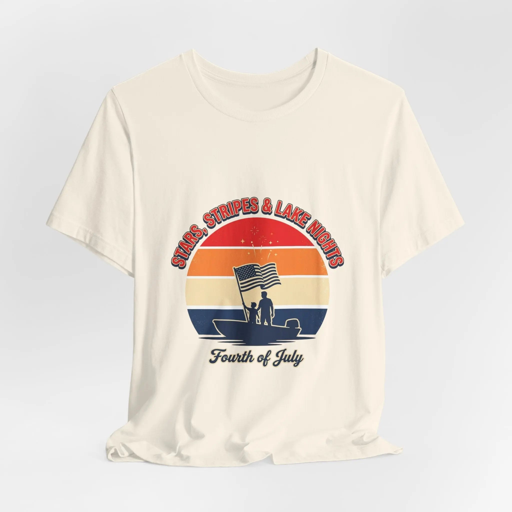 Stars Stripes & Lake Vibes Tee | USA, red white blue Printify