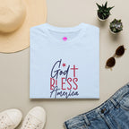 God Bless America Patriotic Christian T-Shirt with Cross Printify