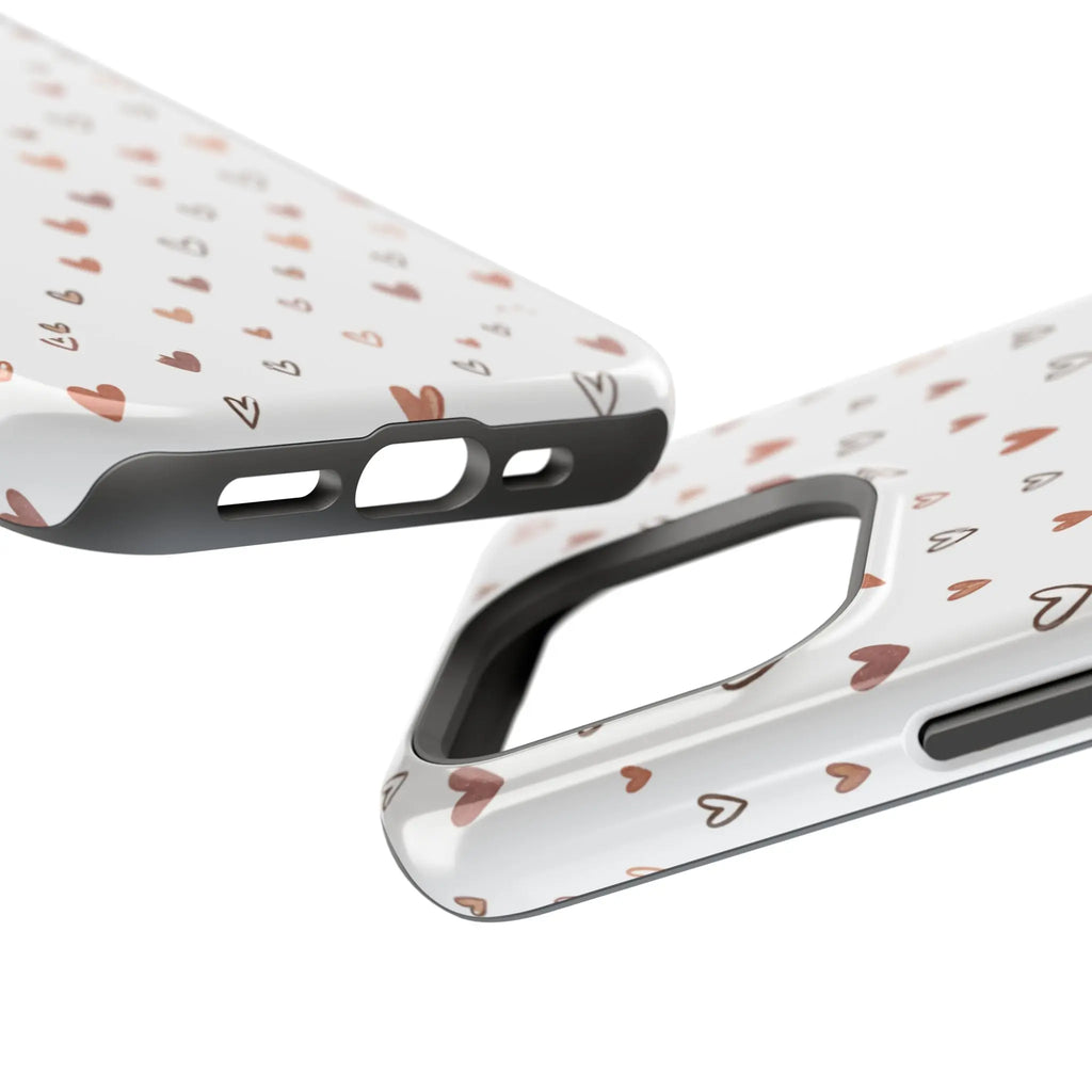 Heart Doodle Shockproof Phone Case — Cute Neutral Tiny Hearts Design Printify