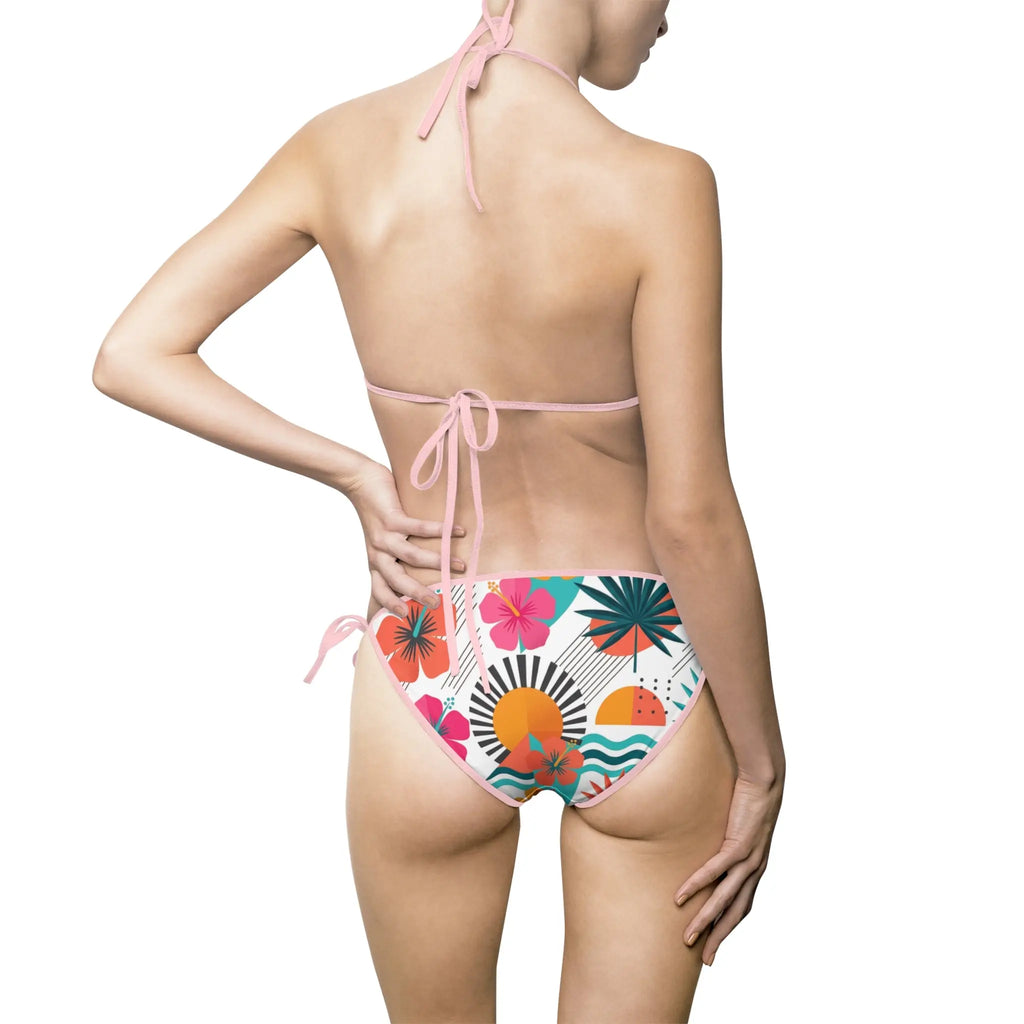 Tropical Floral Bikini Swimsuit — Women's Tie-Side Triangle Swimwear Printify