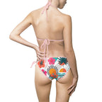 Tropical Floral Bikini Swimsuit — Women's Tie-Side Triangle Swimwear Printify