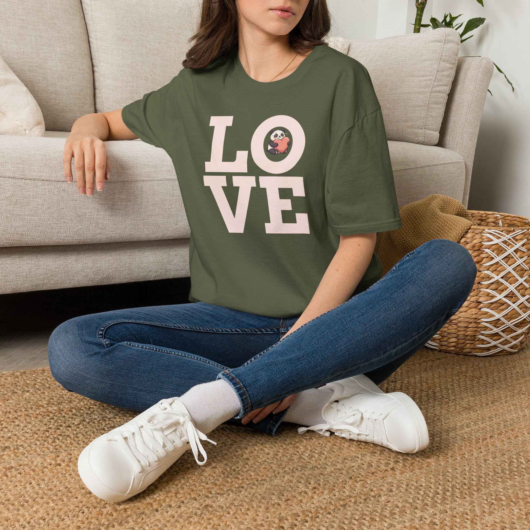 Love Panda T-Shirt — Cute Panda Holding Heart Graphic Tee