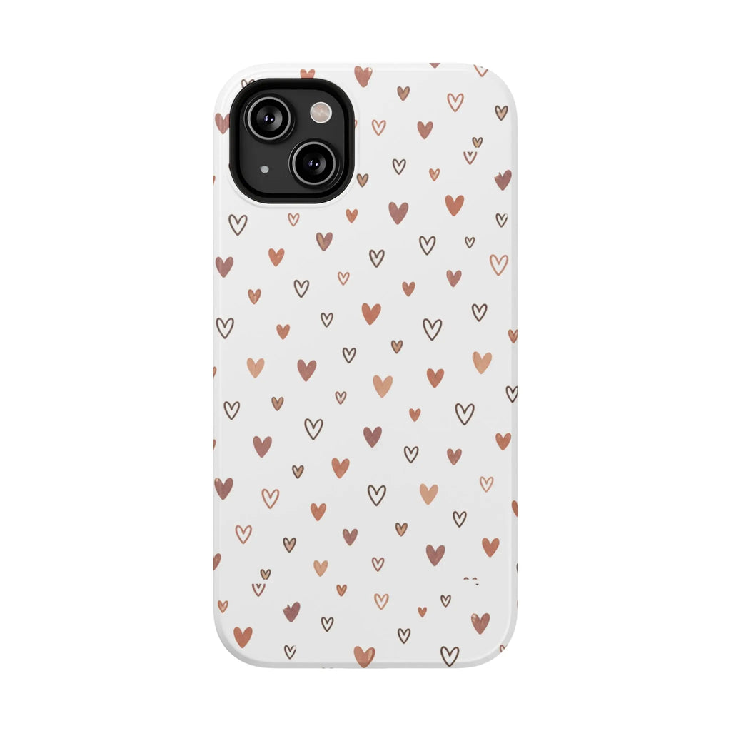 Heart Doodle Shockproof Phone Case — Cute Neutral Tiny Hearts Design Printify