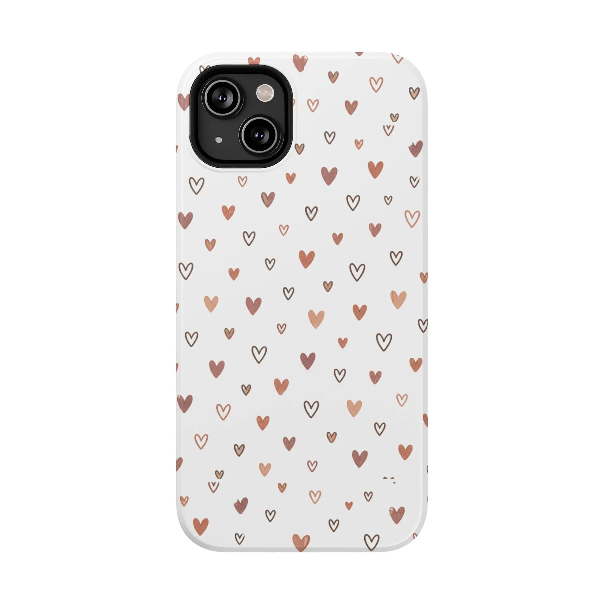 Heart Doodle Shockproof Phone Case — Cute Neutral Tiny Hearts Design Printify