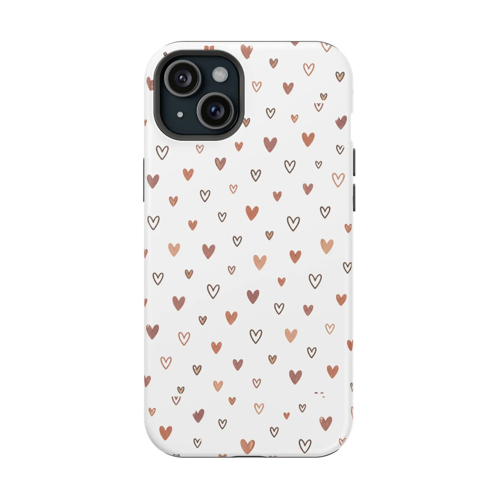 Heart Doodle Shockproof Phone Case — Cute Neutral Tiny Hearts Design Printify