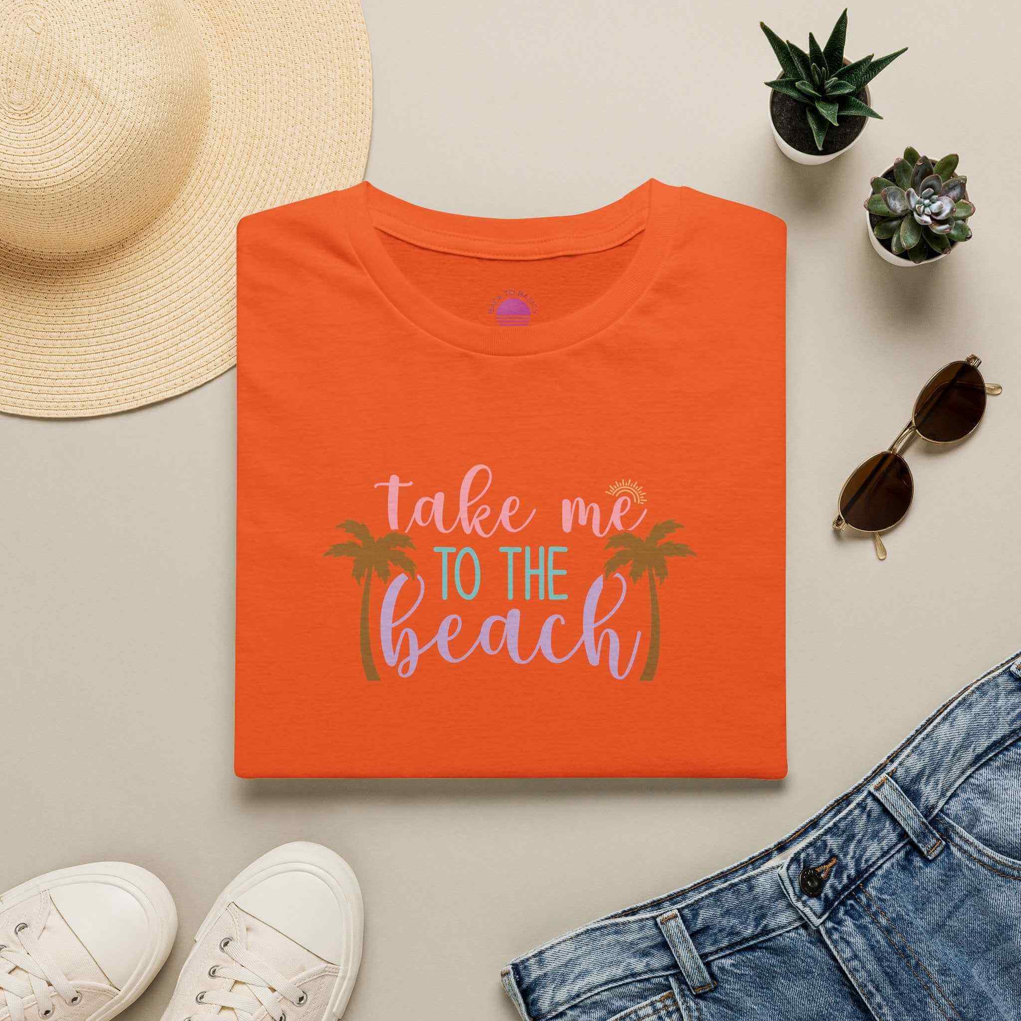 Take Me to the Beach Pastel Palm T-Shirt Printify Back To Basics