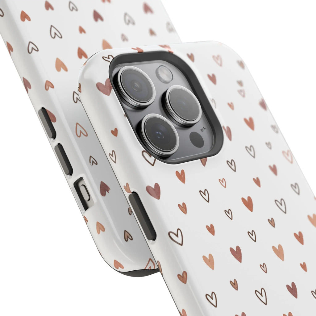 Heart Doodle Shockproof Phone Case — Cute Neutral Tiny Hearts Design Printify