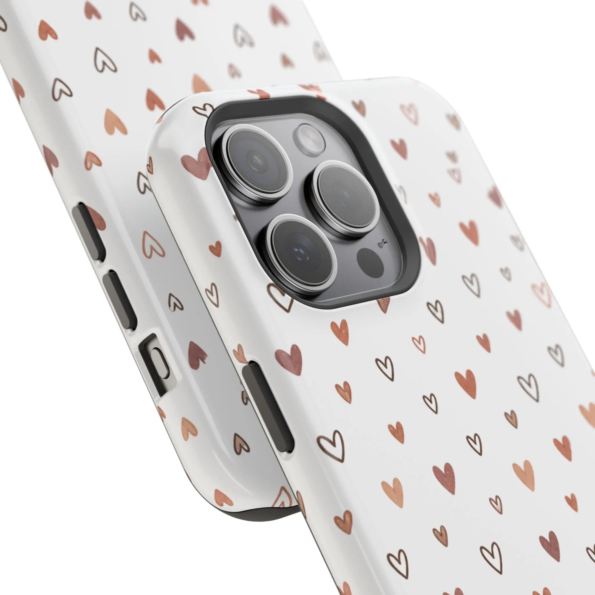 Heart Doodle Shockproof Phone Case — Cute Neutral Tiny Hearts Design Printify